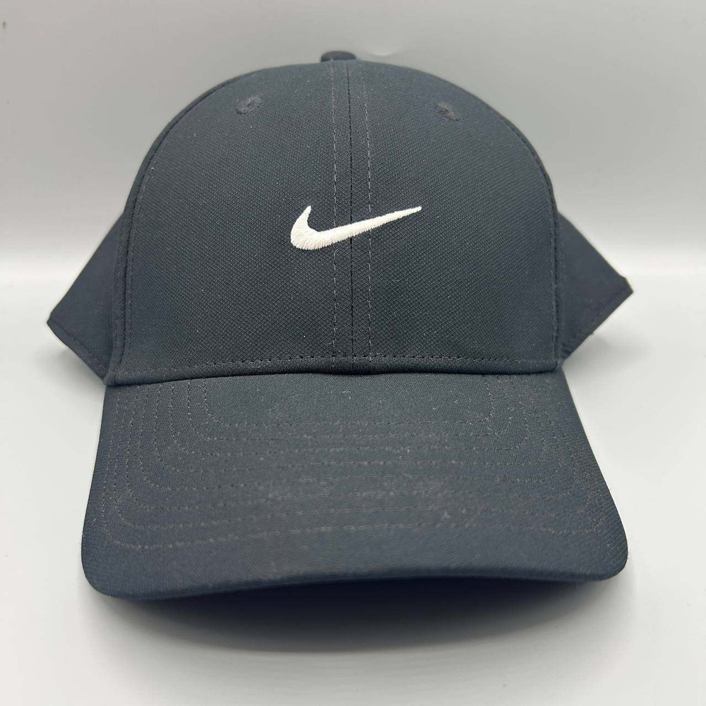 Nike‎ Club Dri-Fit Hat Men M-L Black Embroidered Swoosh Snap Back Cap
